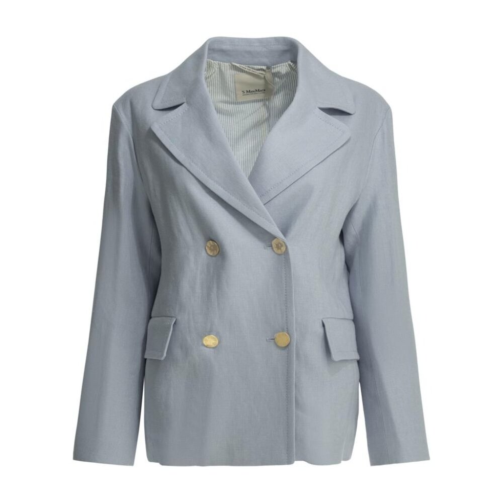 Max Mara S Linen Double-Breasted Blazer Tag Size 42 Women